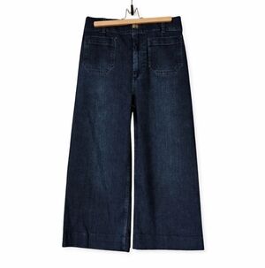 Pilcro Anthropologie Cropped Wide Leg Jeans Size 30 High Rise Patch Pocket Denim